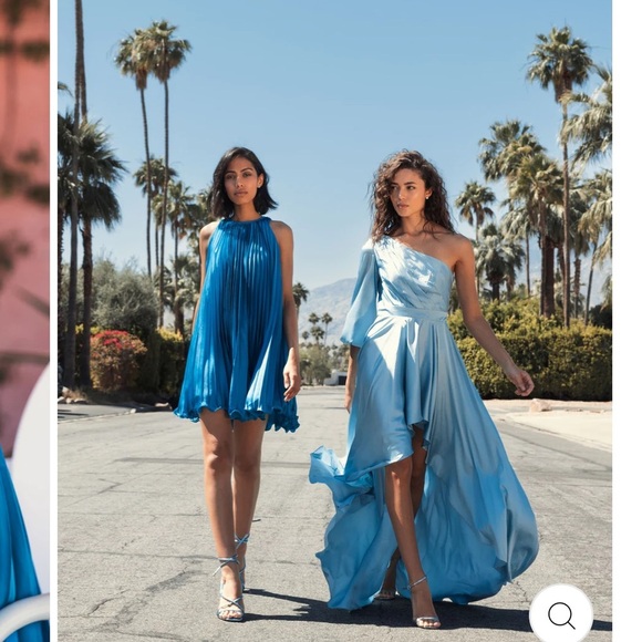 Mac Duggal Pleated Halter Neck Flowy Mini Trapeze Dress 49636 NWT Ocean Blue - Picture 5 of 12